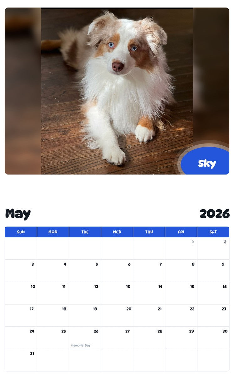 2026 - 2027 Sky - Pawidols Pet Calendar