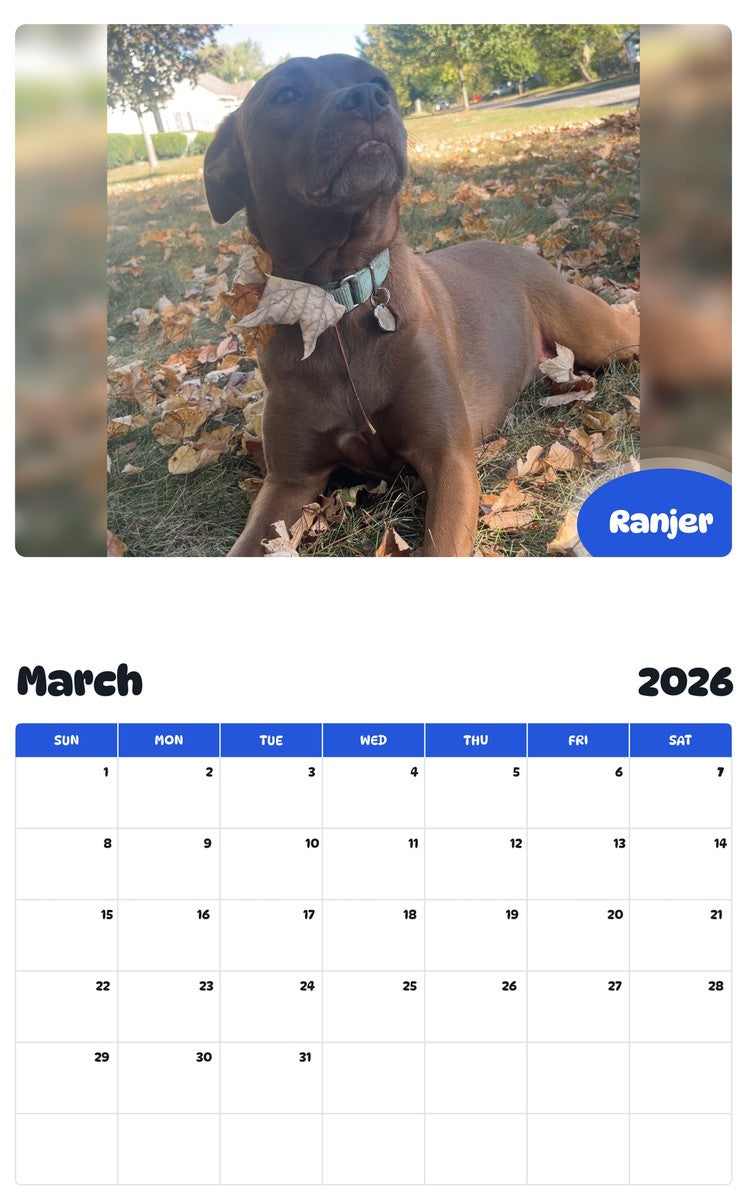 November 2025 - October 2026 Ranjer - Pawidols Pet Calendar