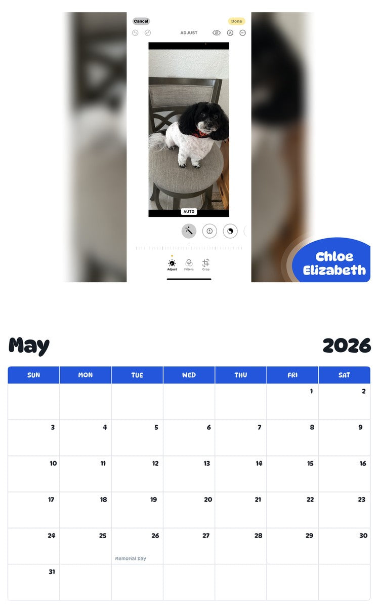 2026 - 2027 Chloe Elizabeth - Pawidols Pet Calendar