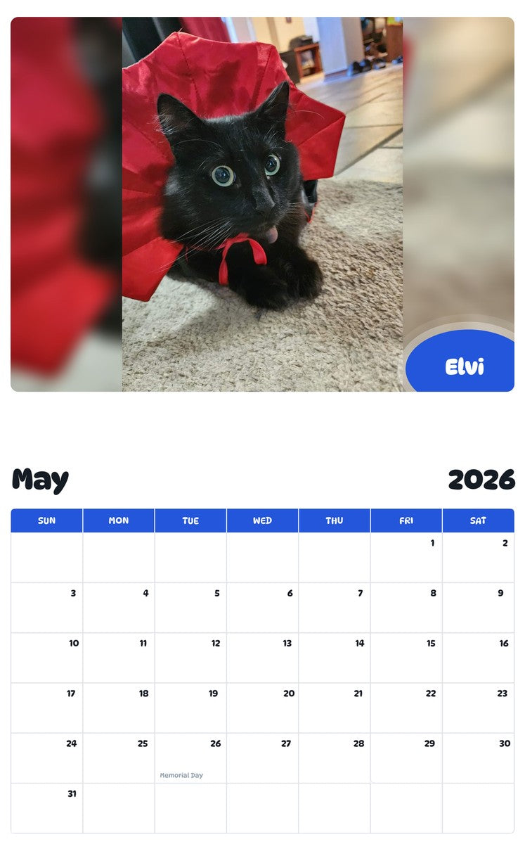 2026 - 2027 Elvi - Pawidols Pet Calendar