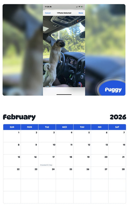 October 2025 - September 2026 Puggy - Pawidols Pet Calendar