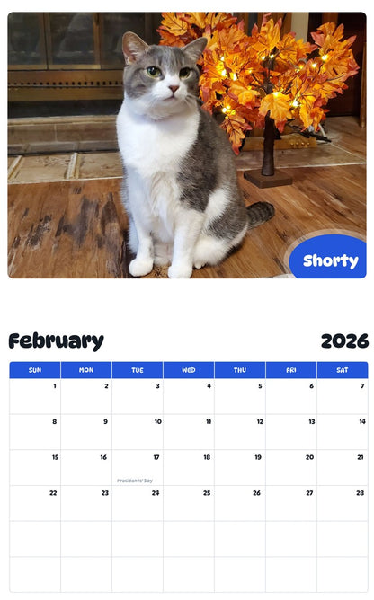 November 2025 - October 2026 Shorty - Pawidols Pet Calendar