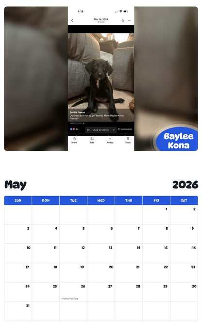 2026 - 2027 Baylee Kona - Pawidols Pet Calendar