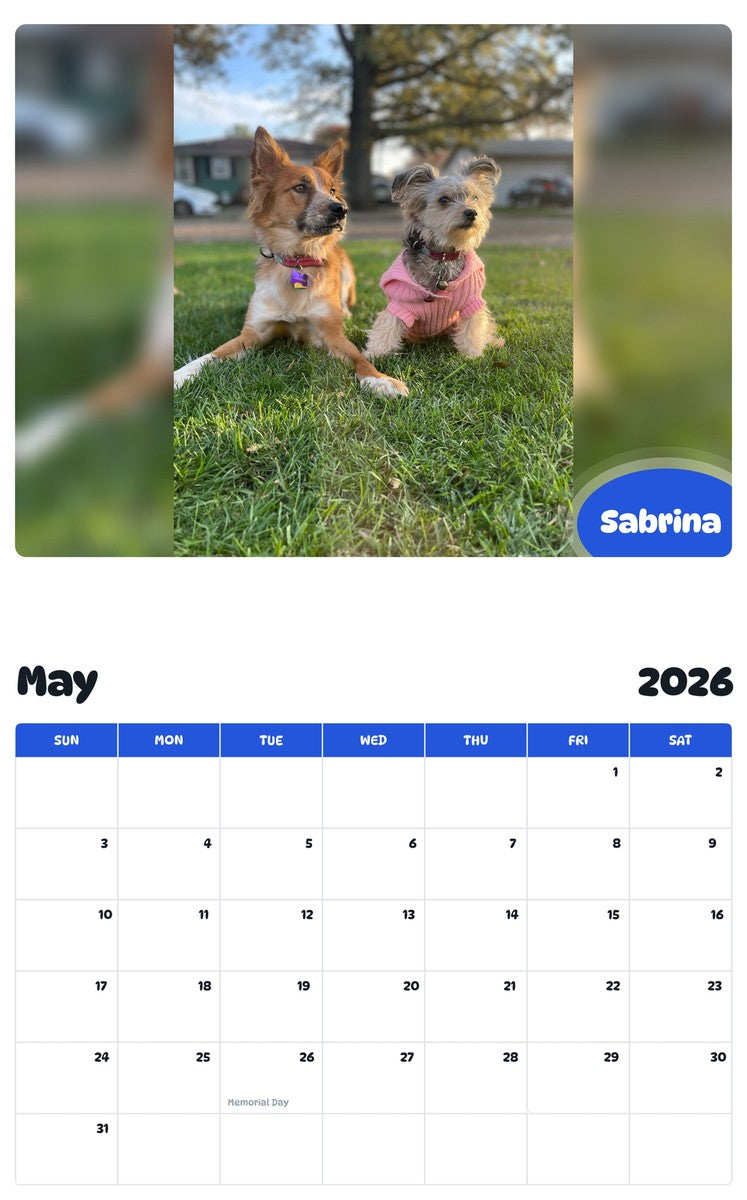 2026 - 2027 Sabrina - Pawidols Pet Calendar