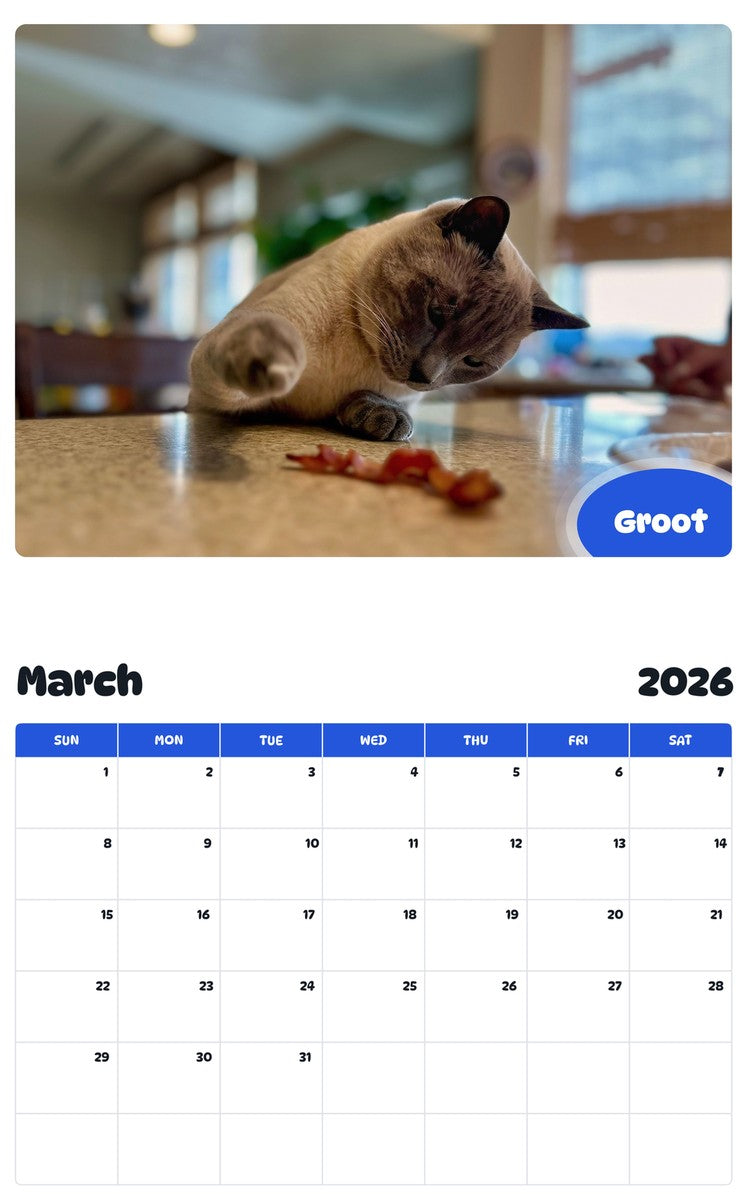 November 2025 - October 2026 Groot - Pawidols Pet Calendar