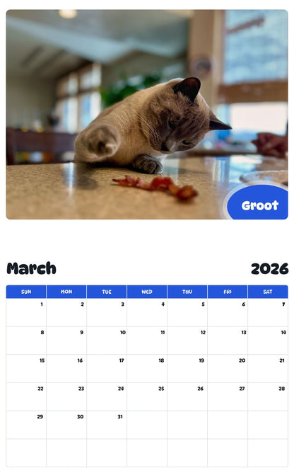 November 2025 - October 2026 Groot - Pawidols Pet Calendar