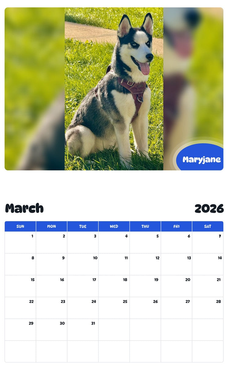 November 2025 - October 2026 Maryjane - Pawidols Pet Calendar
