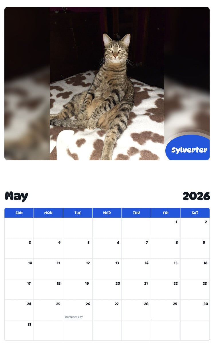 2026 - 2027 Sylverter - Pawidols Pet Calendar