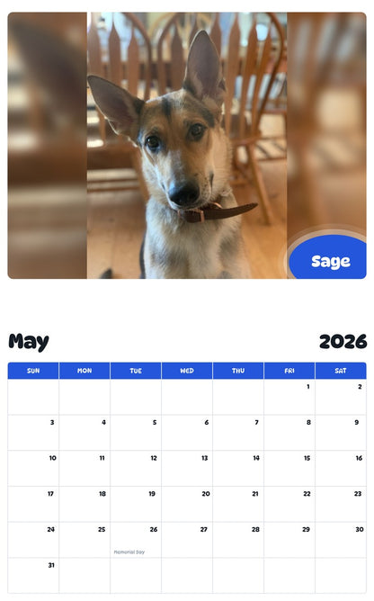 2026 - 2027 Sage - Pawidols Pet Calendar