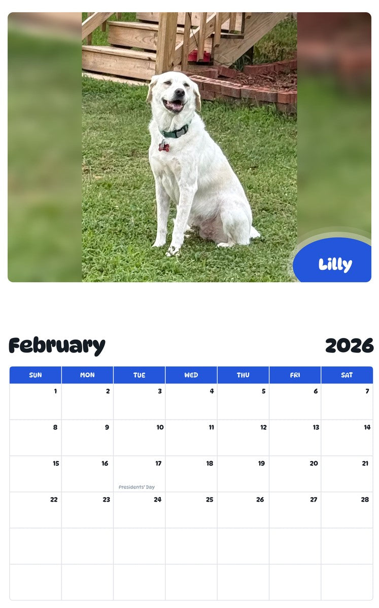 October 2025 - September 2026 Lilly - Pawidols Pet Calendar