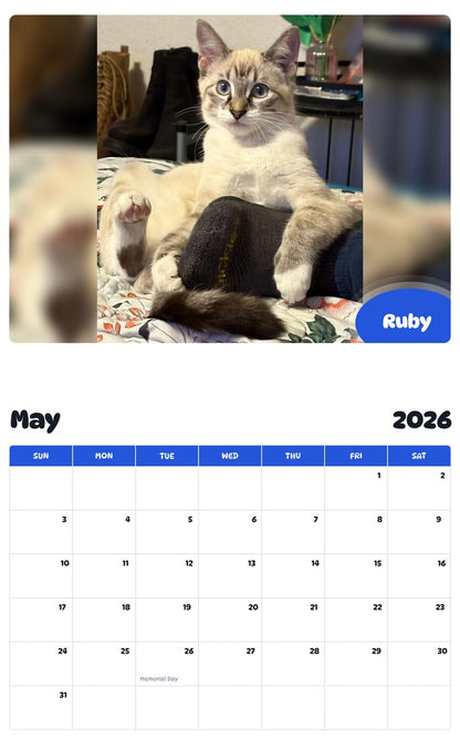 2026 - 2027 Ruby - Pawidols Pet Calendar