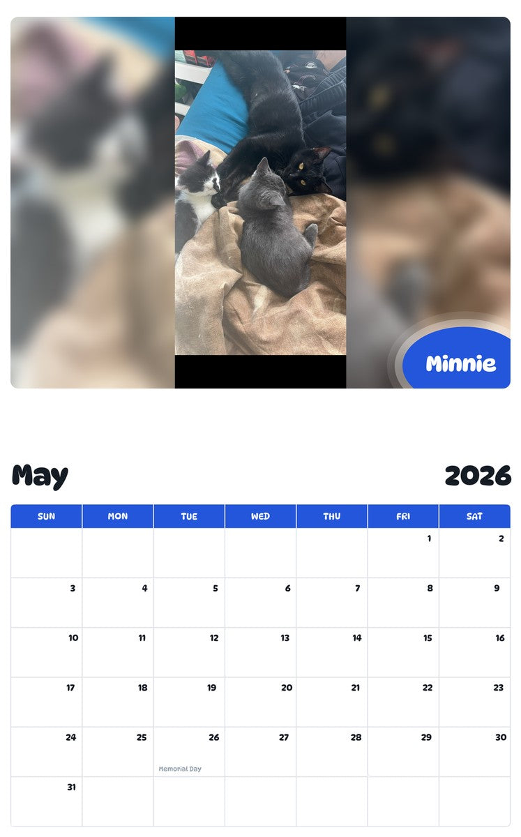 2026 - 2027 Minnie - Pawidols Pet Calendar