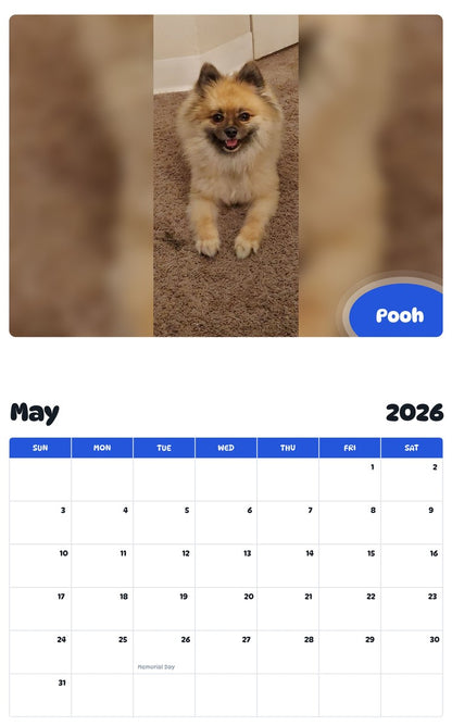 2026 - 2027 Pooh - Pawidols Pet Calendar