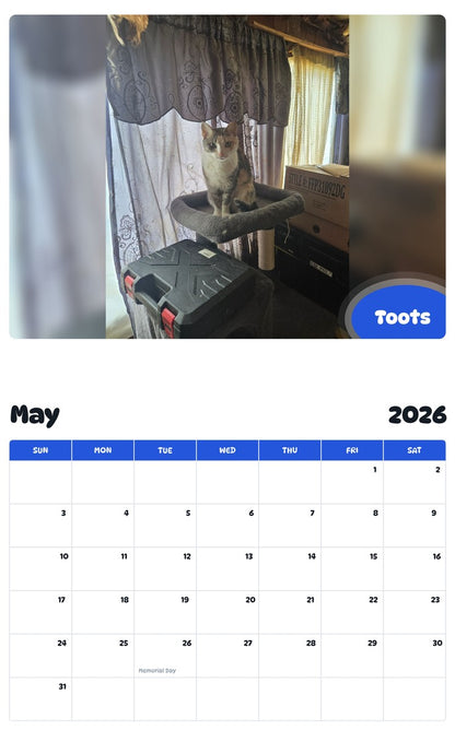 2026 - 2027 Toots - Pawidols Pet Calendar