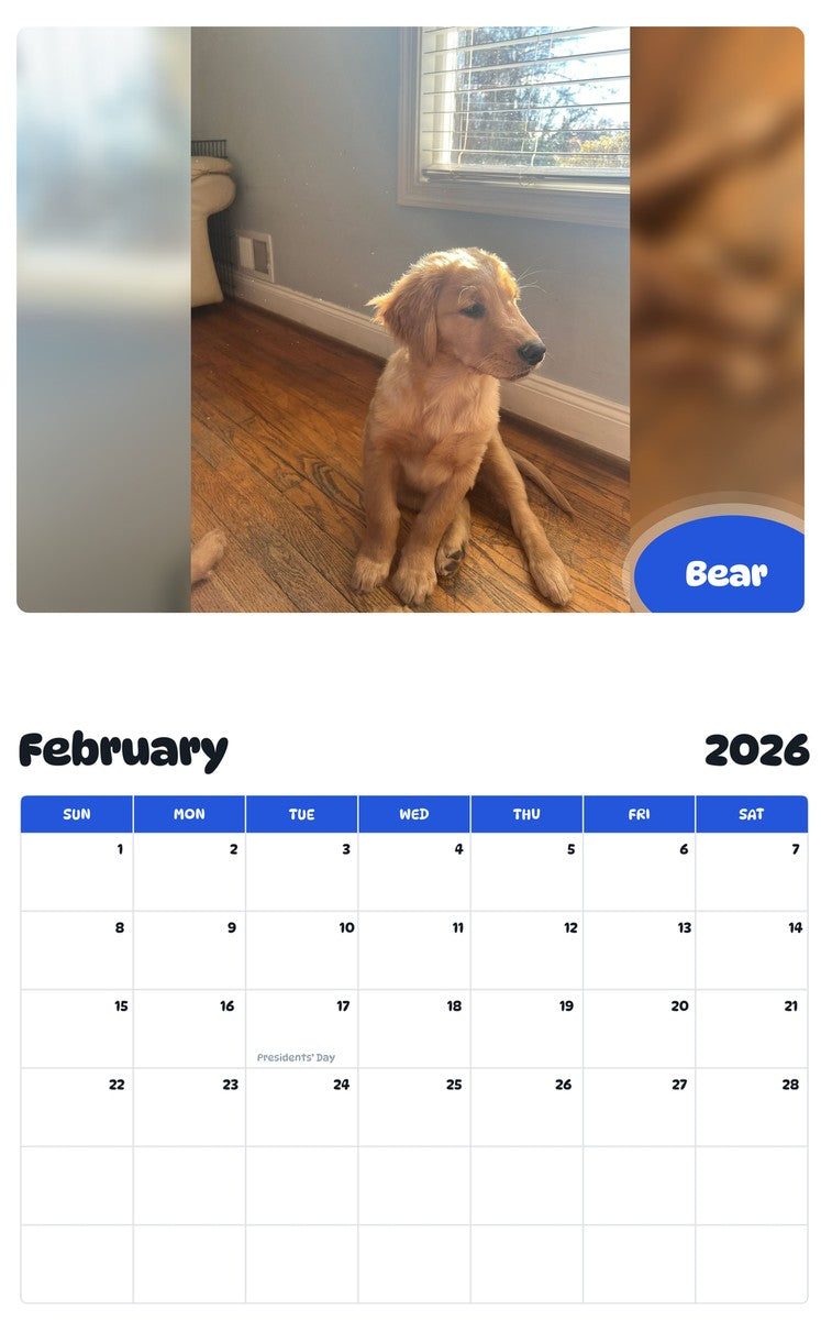 October 2025 - September 2026 Bear - Pawidols Pet Calendar