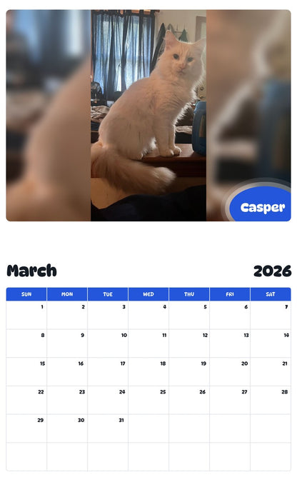 November 2025 - October 2026 Casper - Pawidols Pet Calendar