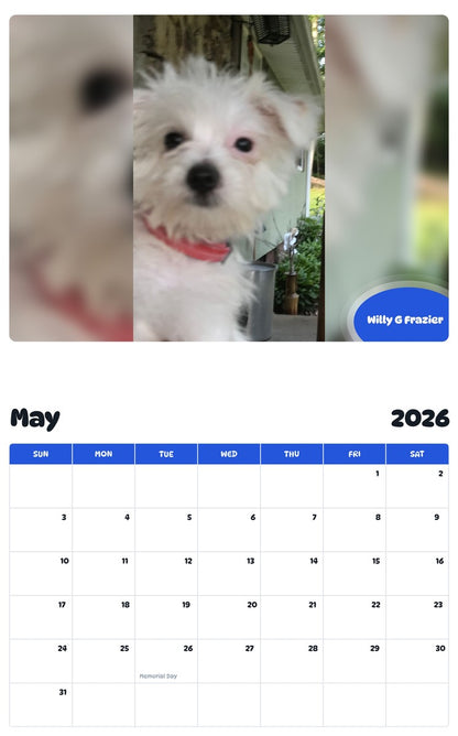 2026 - 2027 Willy G Frazier - Pawidols Pet Calendar