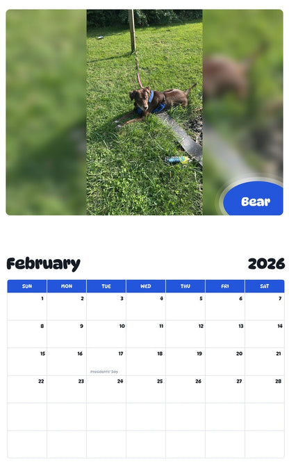 October 2025 - September 2026 Bear - Pawidols Pet Calendar