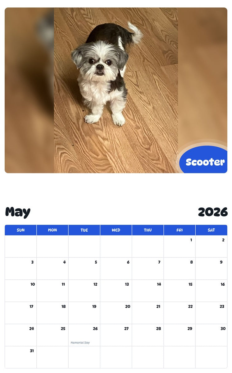 2026 - 2027 Scooter - Pawidols Pet Calendar