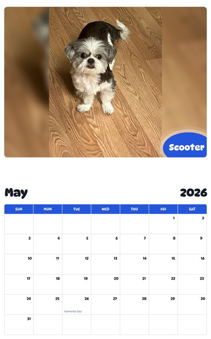 2026 - 2027 Scooter - Pawidols Pet Calendar