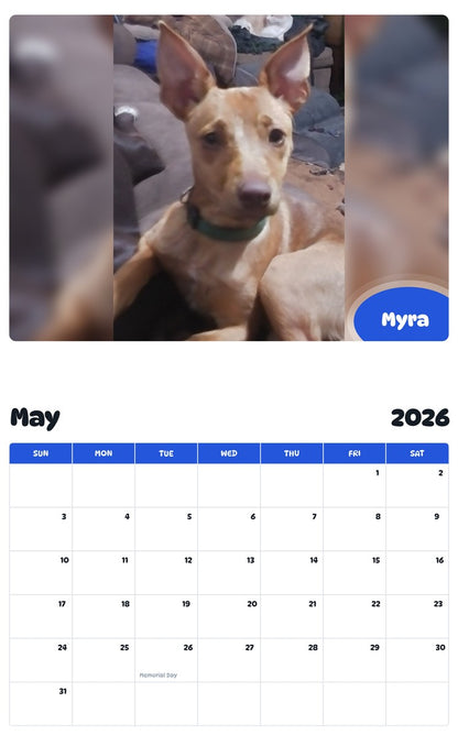 2026 - 2027 Myra - Pawidols Pet Calendar