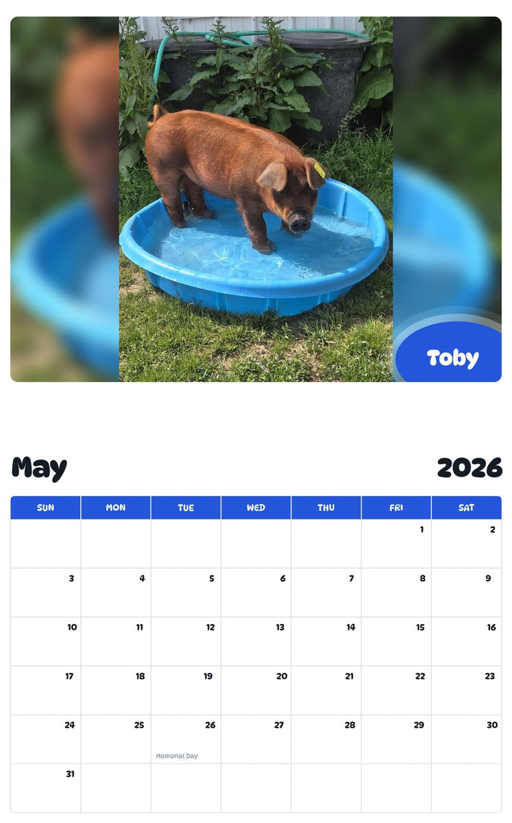 2026 - 2027 Toby - Pawidols Pet Calendar