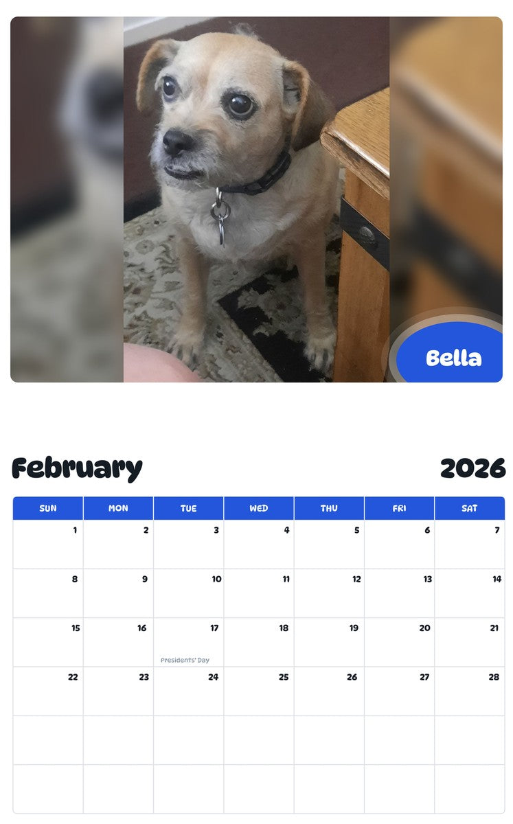 October 2025 - September 2026 Bella - Pawidols Pet Calendar