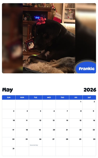 2026 - 2027 Frankie - Pawidols Pet Calendar