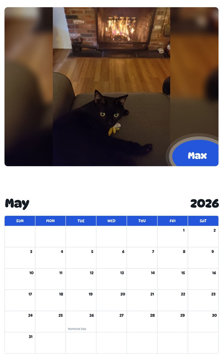 2026 - 2027 Max - Pawidols Pet Calendar
