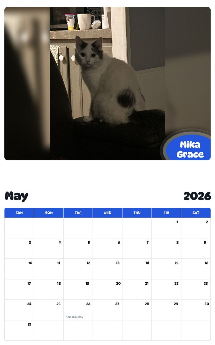 2026 - 2027 Mika Grace - Pawidols Pet Calendar