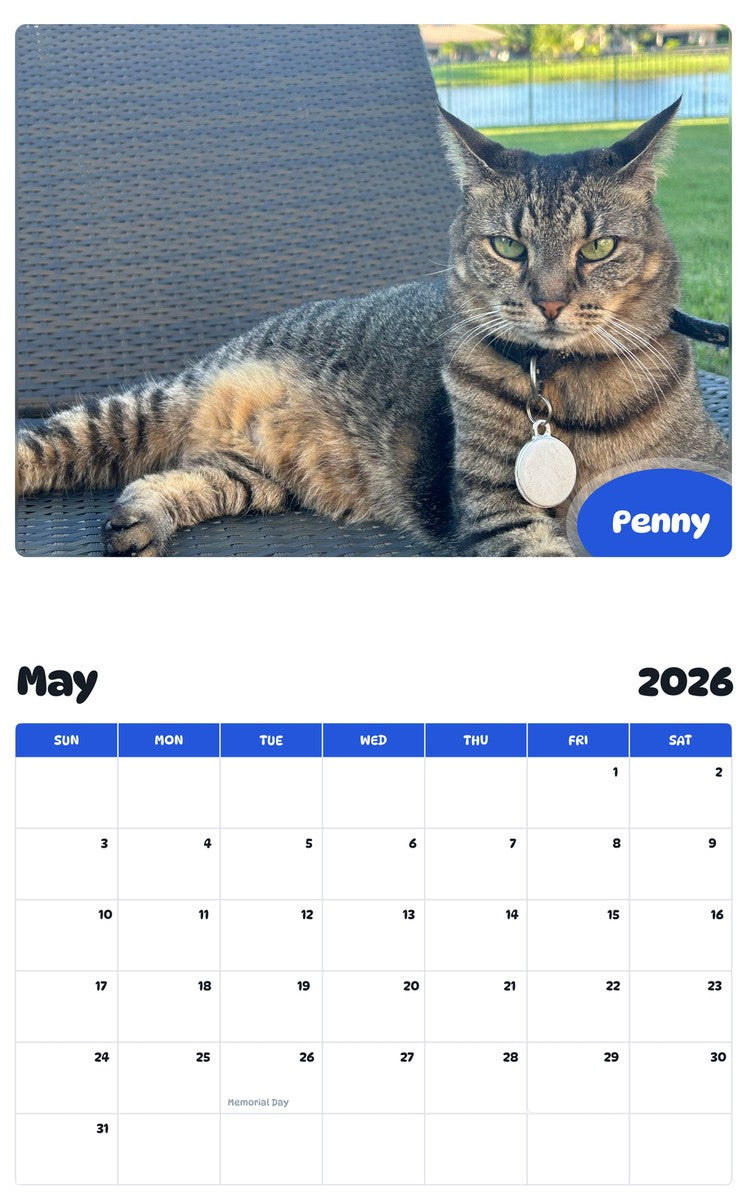2026 - 2027 Penny - Pawidols Pet Calendar