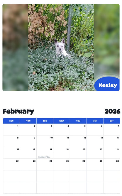 October 2025 - September 2026 Keeley - Pawidols Pet Calendar