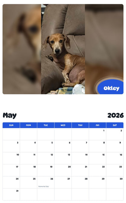 2026 - 2027 Okley - Pawidols Pet Calendar