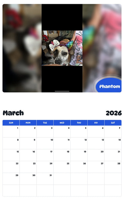 November 2025 - October 2026 Phantom - Pawidols Pet Calendar