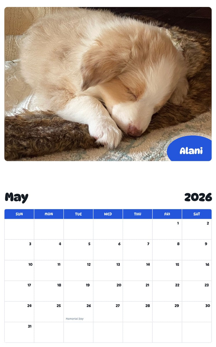 2026 - 2027 Alani - Pawidols Pet Calendar