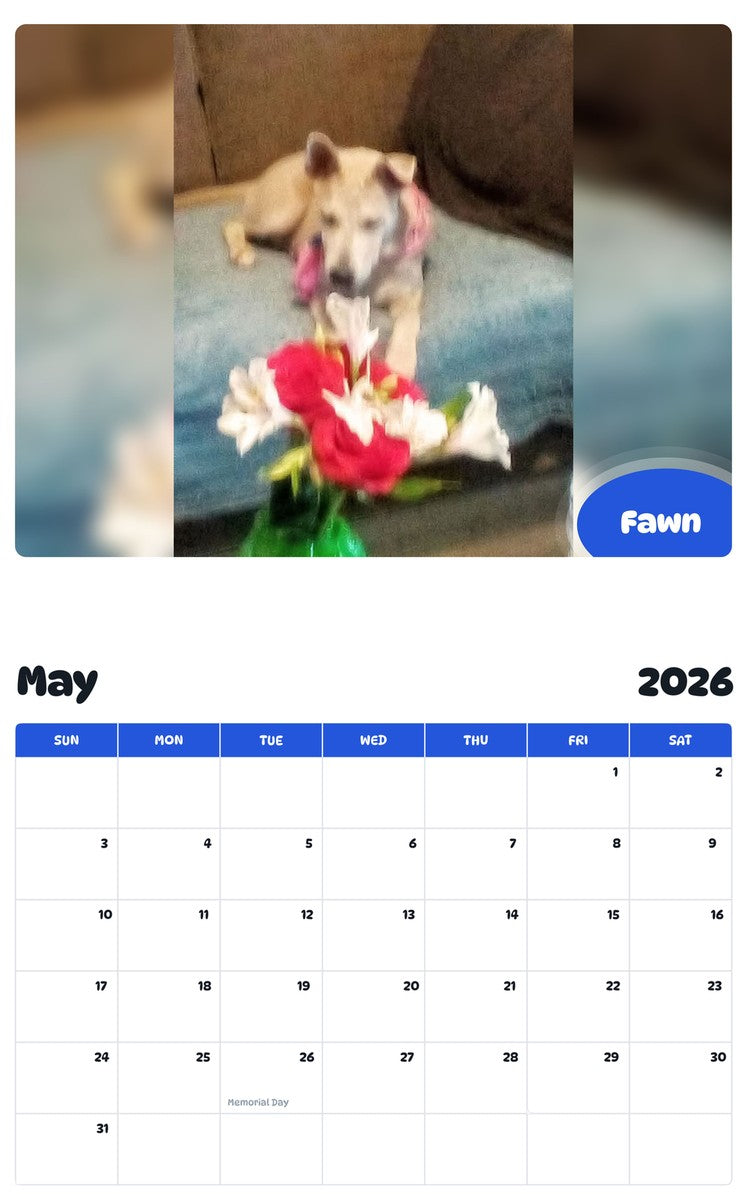 2026 - 2027 Fawn - Pawidols Pet Calendar