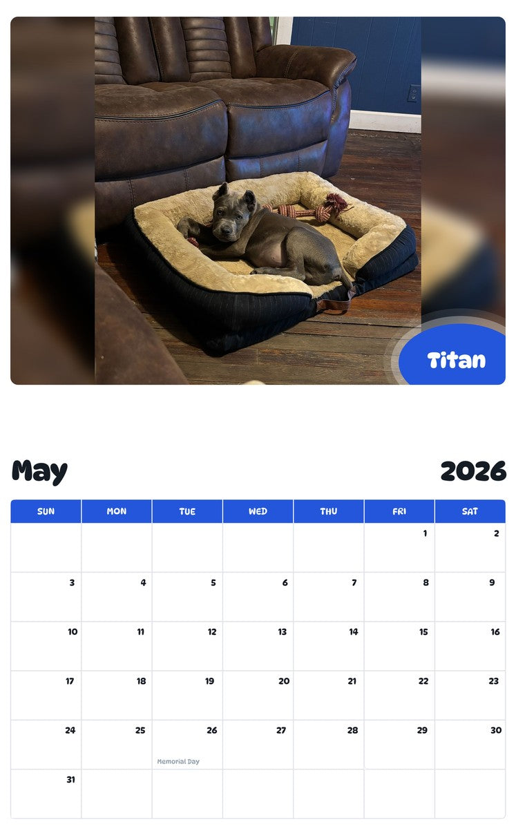 2026 - 2027 Titan - Pawidols Pet Calendar