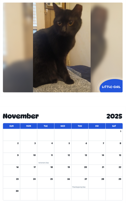 July 2025 - June 2026 Little-Girl - Pawidols Pet Calendar