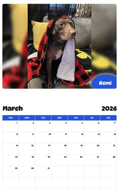 November 2025 - October 2026 Remi - Pawidols Pet Calendar