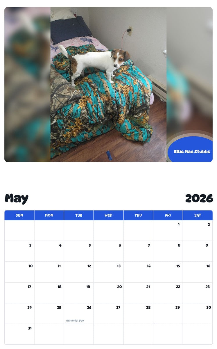 2026 - 2027 Ellie Mae Stubbs - Pawidols Pet Calendar