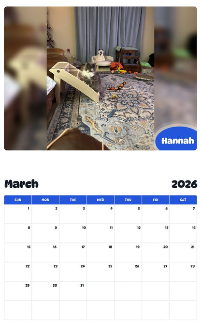 November 2025 - October 2026 Hannah - Pawidols Pet Calendar