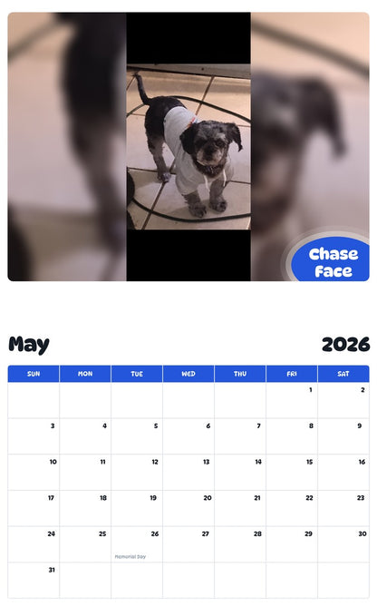 2026 - 2027 Chase Face - Pawidols Pet Calendar