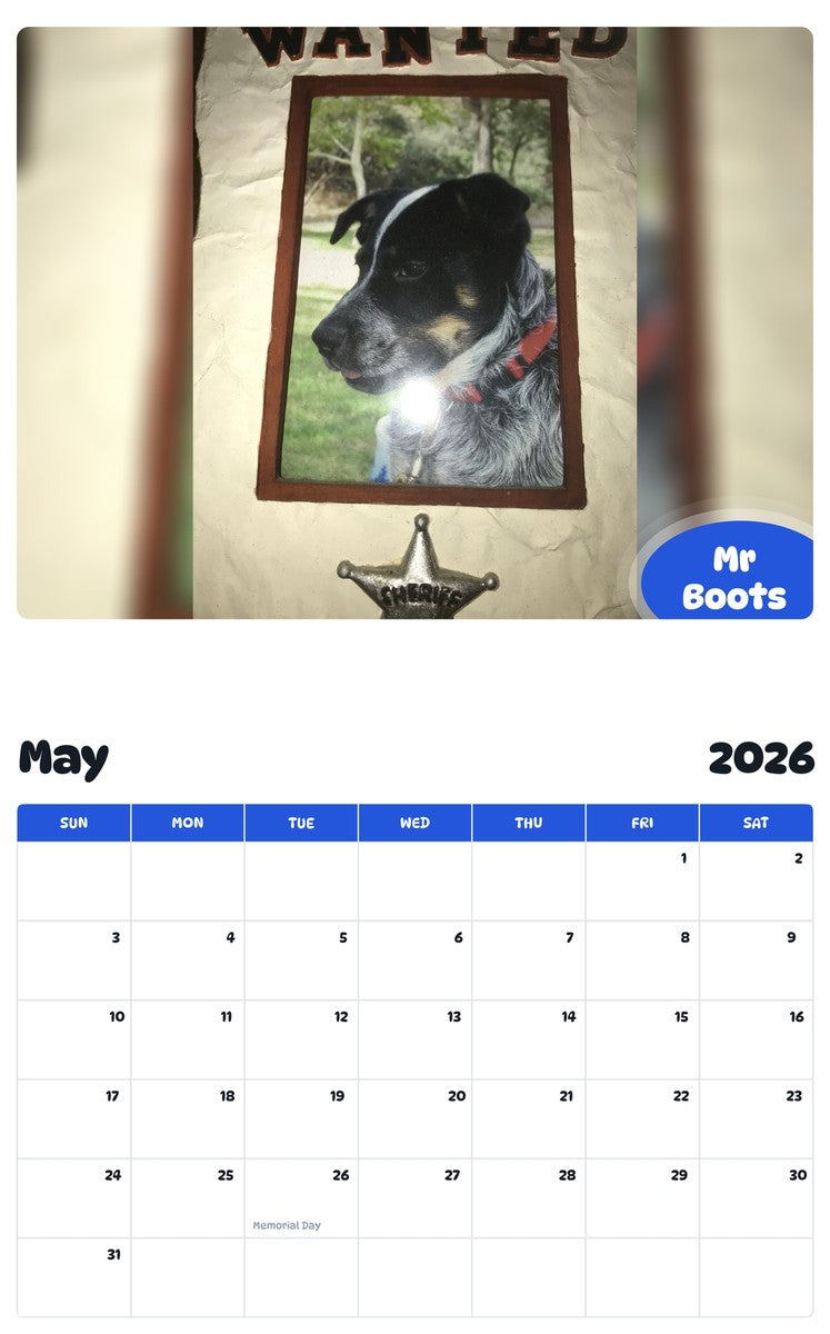 2026 - 2027 Mr Boots - Pawidols Pet Calendar