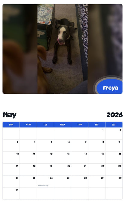 2026 - 2027 Freya - Pawidols Pet Calendar