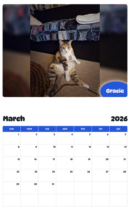 November 2025 - October 2026 Gracie - Pawidols Pet Calendar