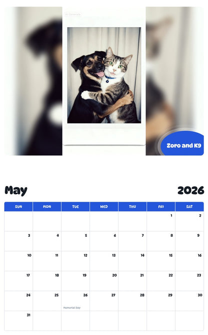 2026 - 2027 Zoro and K9 - Pawidols Pet Calendar