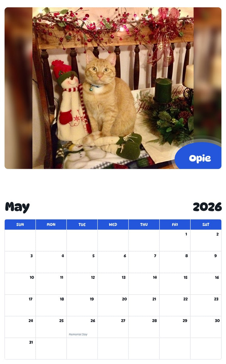 2026 - 2027 Opie - Pawidols Pet Calendar