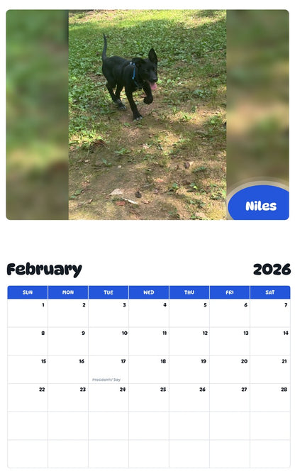 October 2025 - September 2026 Niles - Pawidols Pet Calendar