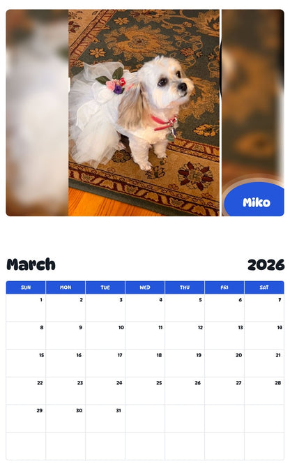 November 2025 - October 2026 Miko - Pawidols Pet Calendar