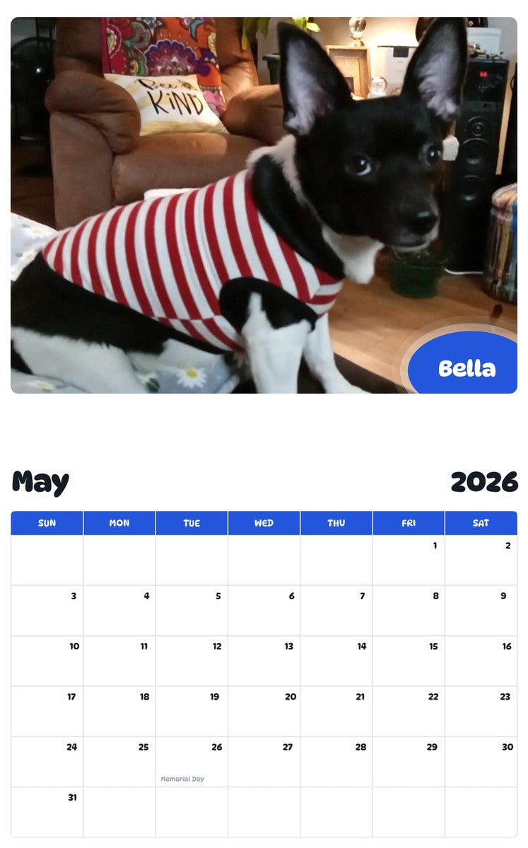 2026 - 2027 Bella - Pawidols Pet Calendar